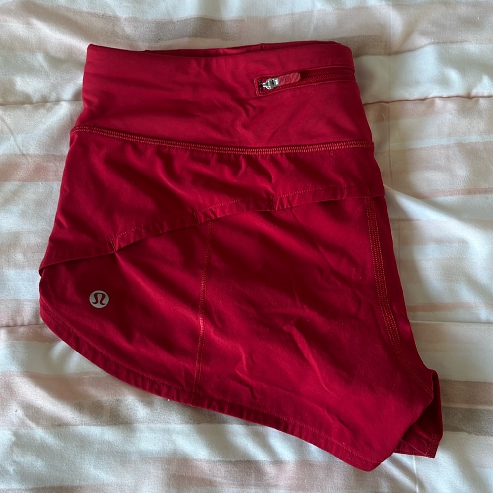 Red lululemon shorts